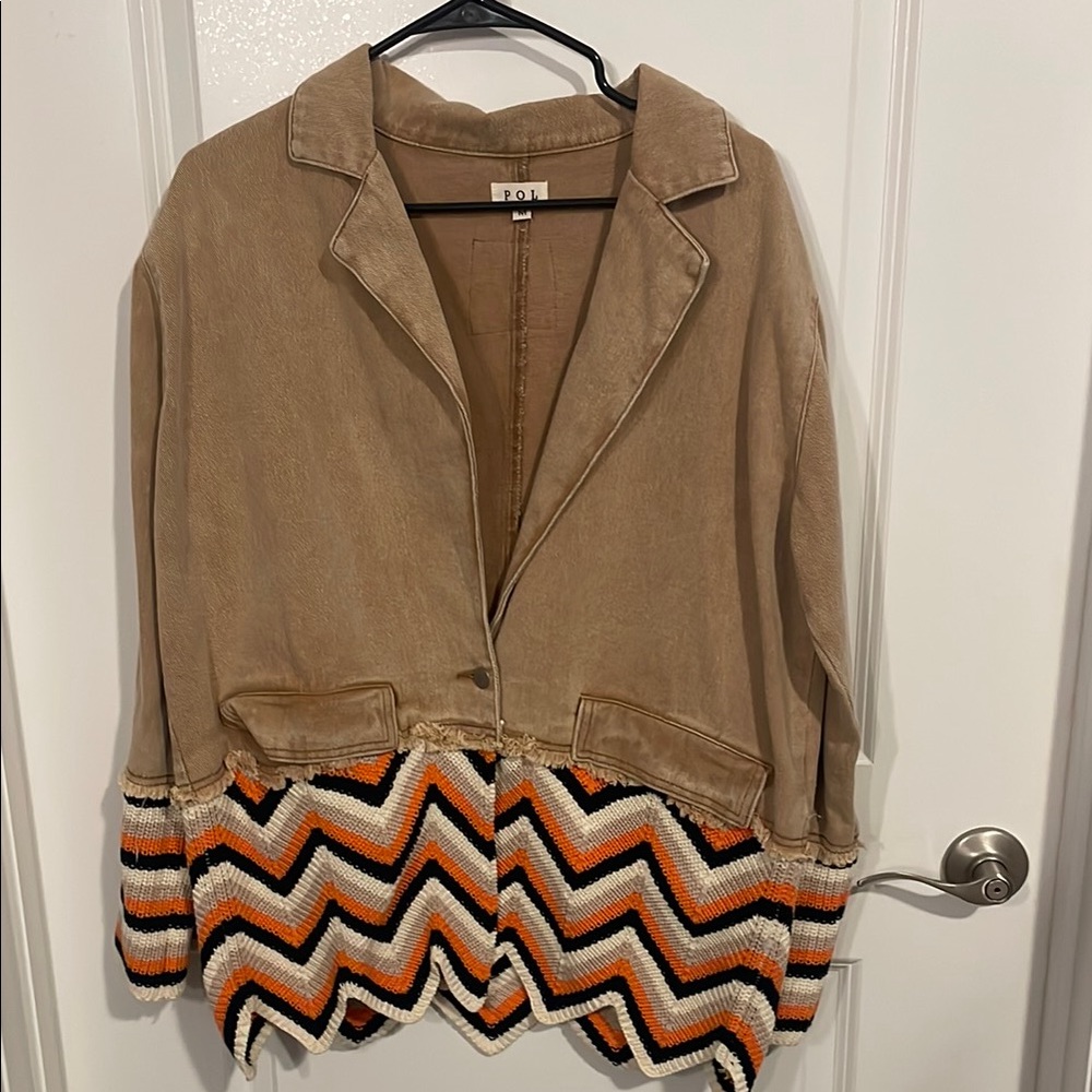 Tan and Multicolor Women's Jacket by POL